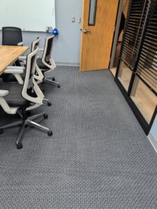 New commercial carpet installed in an office space by AguirreFloorz in Colorado Springs, CO.