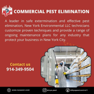 A technician in a hazmat suit performing commercial pest control in a warehouse for New York Environmental Pest Control in Yonkers, NY.