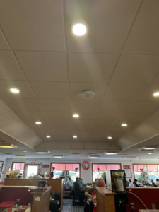 Commercial recessed lighting installed in a ceiling by Bat Juice Electric LLC in Manchester, NH