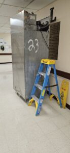 A large commercial refrigeration unit being serviced by Will Power Refrigeration Co in Yonkers, NY.