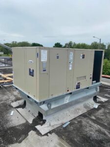 A large Allied commercial rooftop HVAC system installed by Good Helpers Heating, Cooling & Labor Services LLC in Detroit, MI.