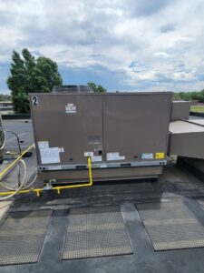 A commercial rooftop HVAC system maintained by Kraemer Mechanical in Broomfield, CO.