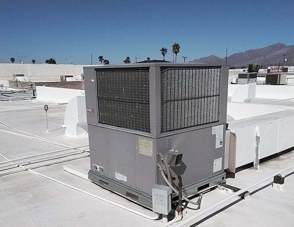 A large commercial rooftop HVAC system installed or maintained by Heating & Air Paramedics - Tucson in Tucson, AZ.