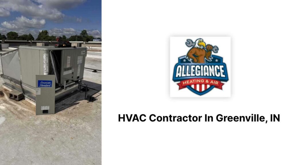 A commercial rooftop HVAC unit serviced by Allegiance Heating & Air in Greenville, IN.