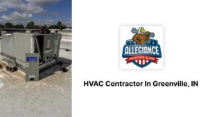 A commercial rooftop HVAC unit serviced by Allegiance Heating & Air in Greenville, IN.