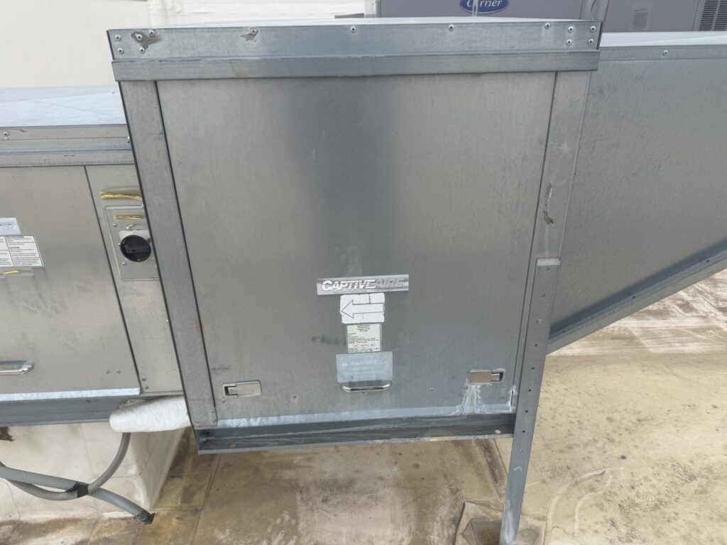 A commercial rooftop HVAC unit by Captive-Aire, ready for service or installation by Four Corners Service Co. in Farmington, NM.