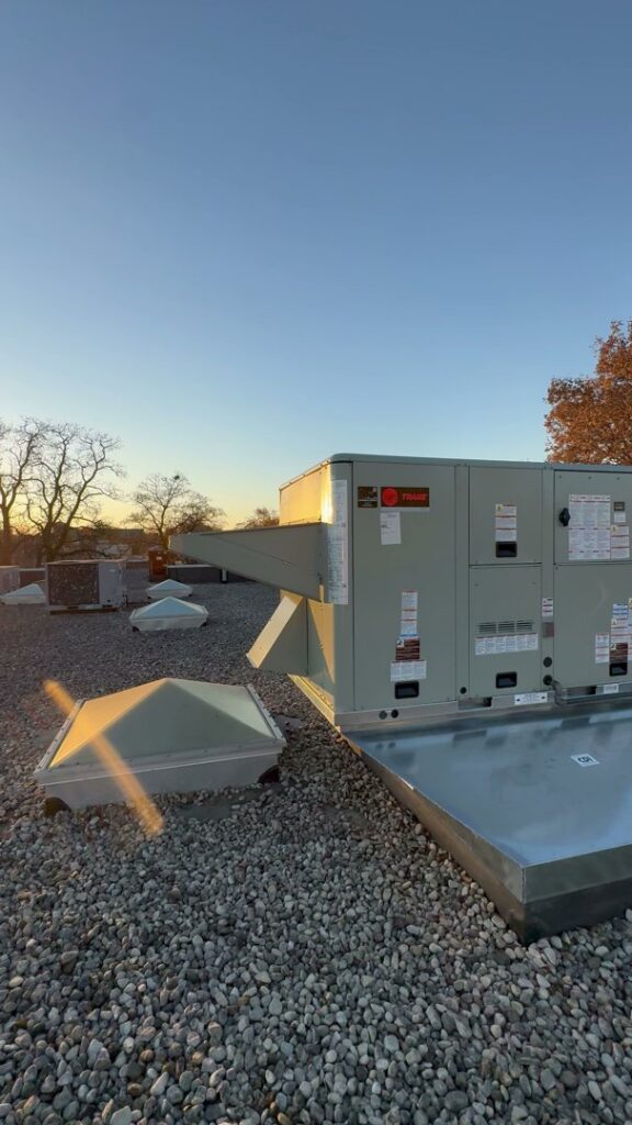 A large commercial rooftop HVAC unit installed or serviced by Hvac Buddies in Chicago, IL