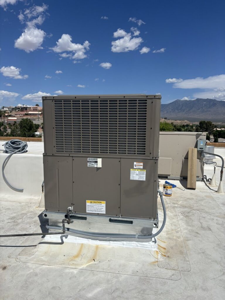 A large commercial rooftop HVAC unit installed by Buddy's Refrigeration LLC in Mesquite, NV.