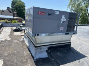 A large commercial rooftop HVAC unit, a Bryant Legacy Line model, installed by Express Home Services LLC in Las Vegas, NV.