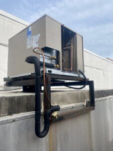 A commercial Larkin rooftop HVAC unit installed on a building by Grozier Heating and Air Conditioning, LLC in Allentown, PA.