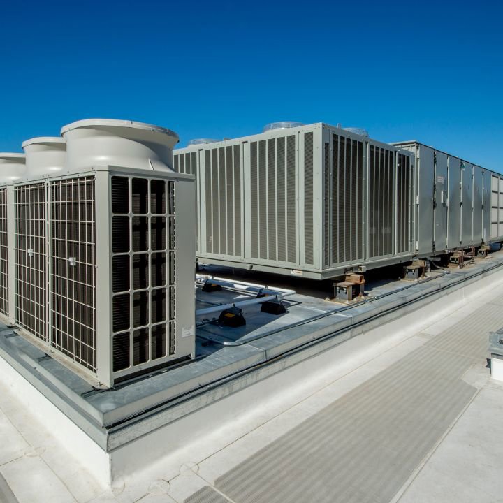 Multiple large commercial rooftop HVAC units for a business by All The Way Heating & Cooling in Middleburgh, NY