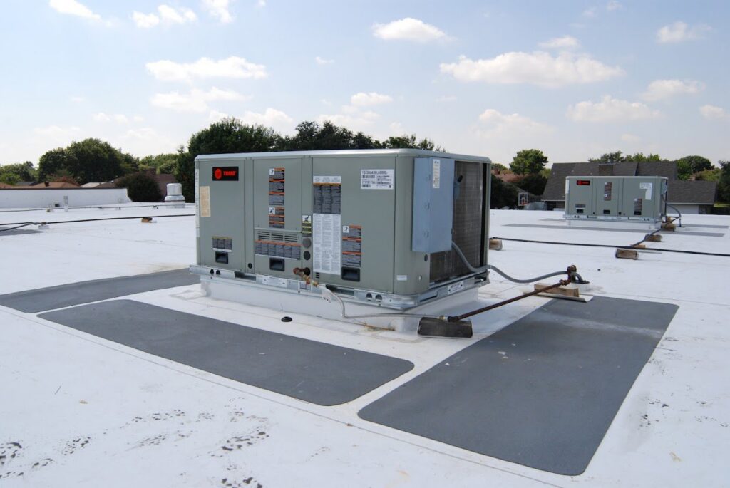 Commercial rooftop HVAC units installed and maintained by Chapman Air and Heat in Dallas, TX