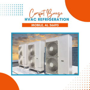 Several commercial rooftop HVAC units serviced by Comfort Breeze HVAC Refrigeration in Mobile, AL.
