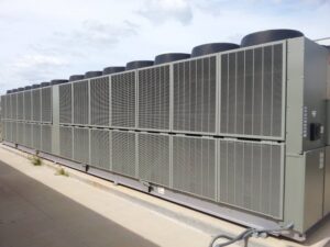 Large commercial rooftop HVAC units installed and maintained by DFH Company Heating and Air Conditioning in Louisville, KY.