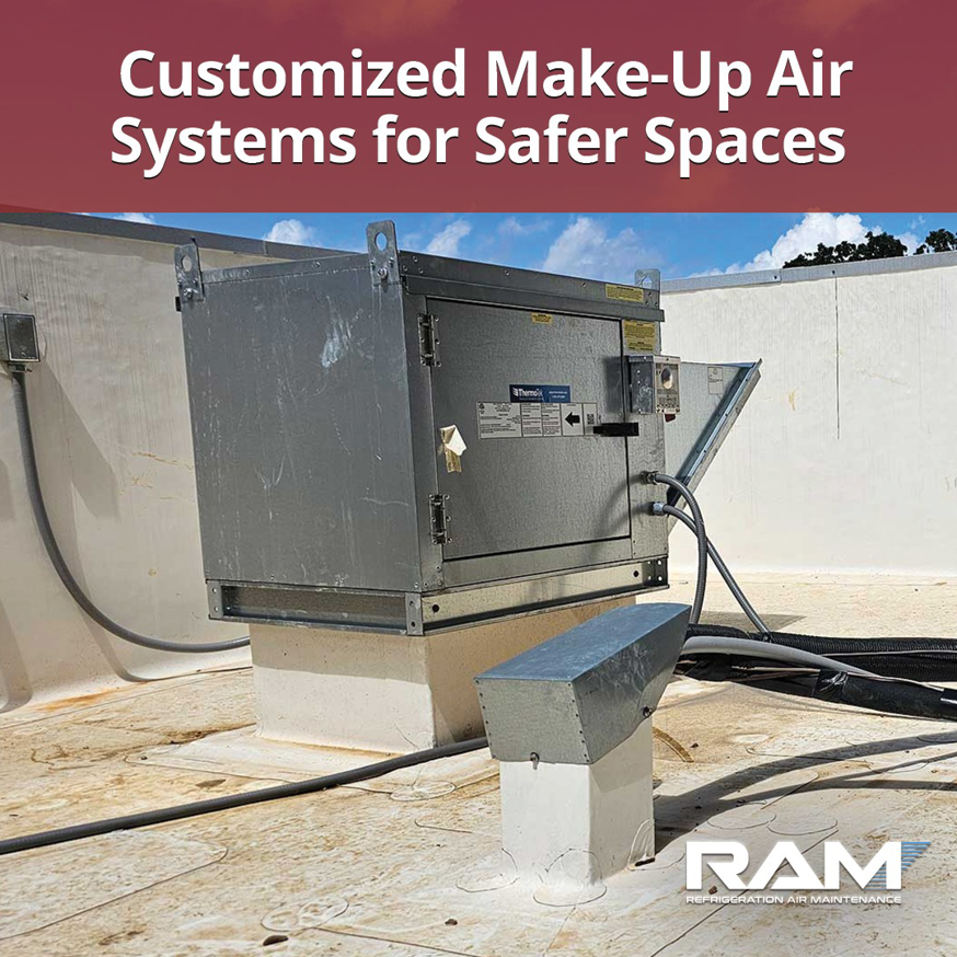 A commercial rooftop make-up air unit serviced by RAM HVAC Pros in Stafford, TX.