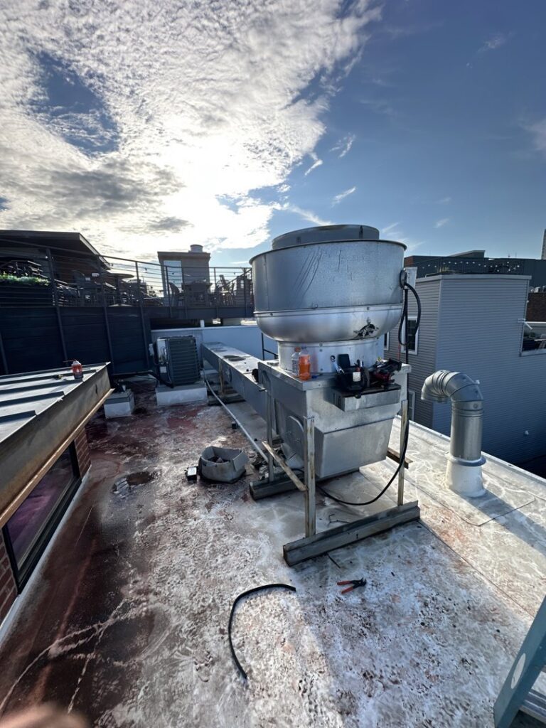A commercial rooftop ventilation system installed or maintained by Green Mechanical LLC in Philadelphia, PA.