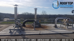 Commercial rooftop ventilation and exhaust systems on a building, maintained by Grease Guard, LLC in Naperville, IL