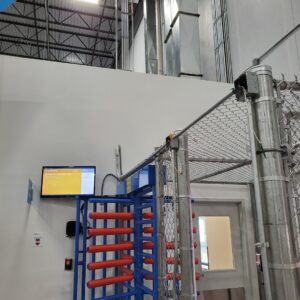 Commercial security gate and turnstile with electrical wiring for access control, installed by York Electrical Services in York, PA.