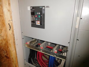 A large commercial electrical service disconnect panel installed by Bonham Electric, Inc. in Sacramento, CA.