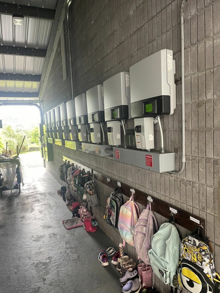 Commercial solar inverter installation on a wall by Big Island Electric & Solar in Hilo, HI