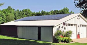 Commercial solar panel installation on a barn by CMI Solar & Electric, Inc. in Newark, DE.