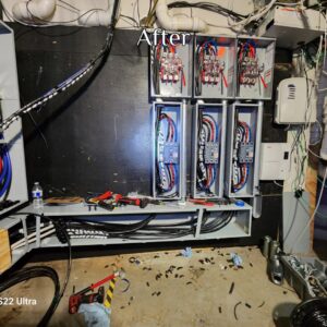 A completed electrical panel and conduit installation by Henelect Electrical Contractors in Milford, NJ.