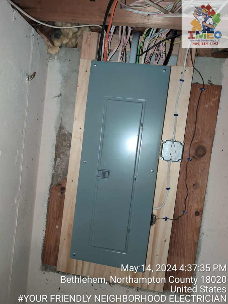 A completed electrical panel upgrade with the cover closed, performed by Imecpower in Bethlehem, PA.