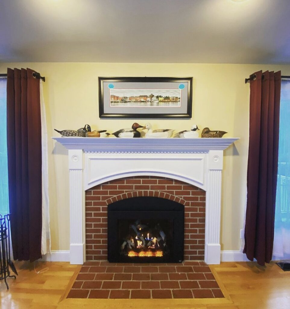 A beautifully completed gas fireplace installation by Greer Enterprises in Raymond, NH.