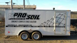Chain-link fencing installed around a construction site by Pro-Soil Site Services, Inc in Lansing, MI