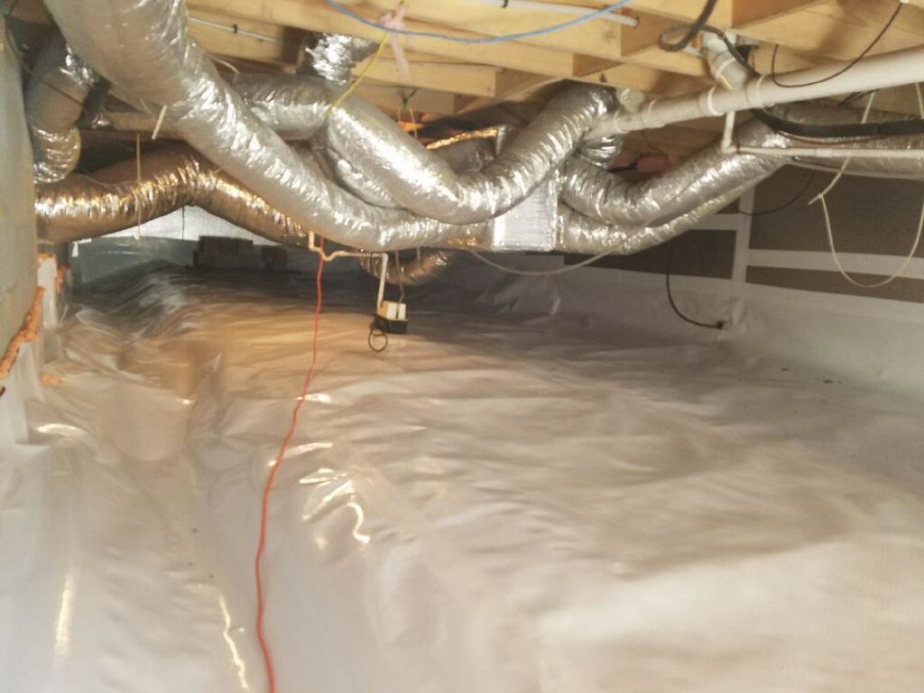 HVAC ductwork installed in a clean crawl space by Dodrill Comfort & Energy Solutions in Cross Lanes, WV