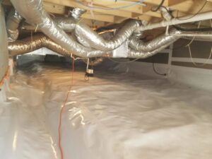 HVAC ductwork installed in a clean crawl space by Dodrill Comfort & Energy Solutions in Cross Lanes, WV