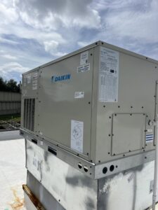 A Daikin commercial rooftop HVAC unit installed by McGuffee's Air Conditioning and Heating in Gulfport, MS