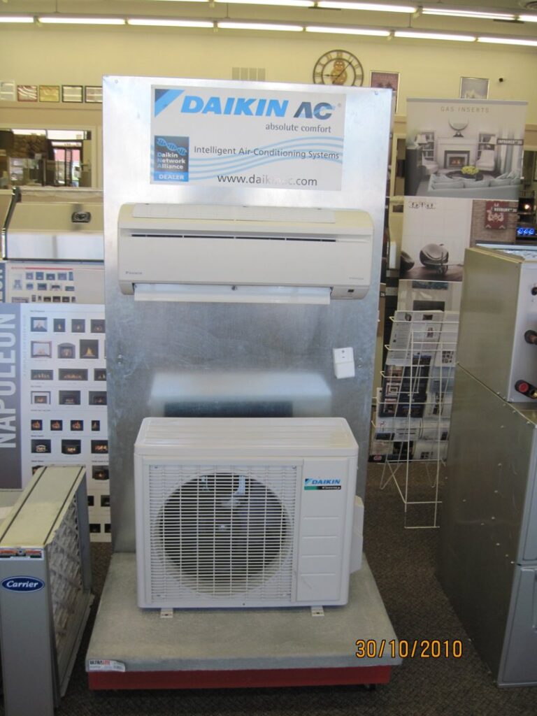 A Daikin mini-split air conditioning system display at Alpine Heating & Air Conditioning, Inc. in Idaho Falls, ID.