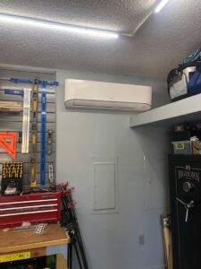 A Daikin mini-split indoor unit installed in a garage by B&B Hvac Llc in Memphis, TN.