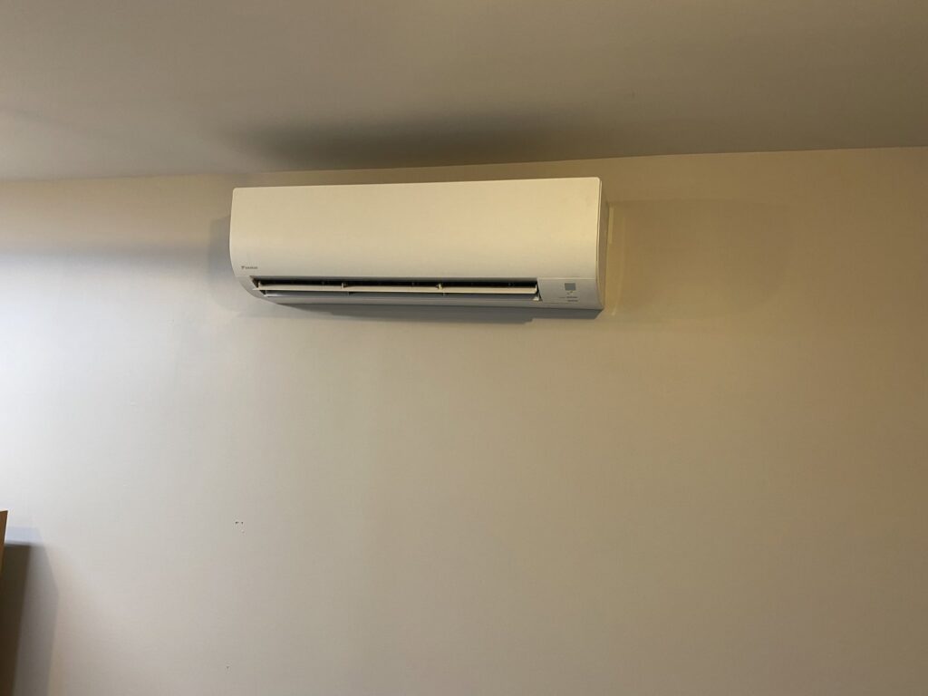 A Daikin mini-split indoor unit installed on a wall by Grozier Heating and Air Conditioning, LLC in Allentown, PA.