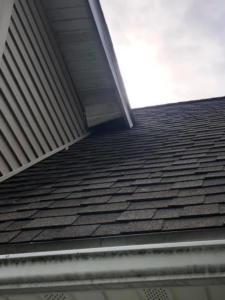Damaged soffit and roofline on a house, a common entry point for wildlife, addressed by National Wildlife Control in Lansing, MI.