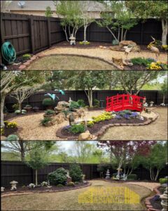 A dark brown wood privacy fence enclosing a landscaped backyard by R&R Fence & Stain LLC in Madison, AL.