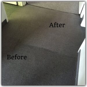 Before and after professional dark carpet cleaning by Arizona Steamers Carpet Care in Phoenix, AZ.