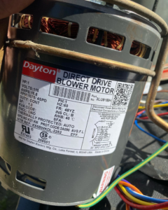 A close-up of a Dayton direct drive blower motor for HVAC systems from B & H Heating and Air Services LLC in Local City, ST.