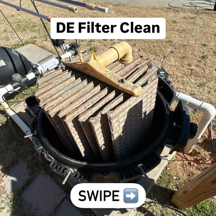 Dirty DE pool filter grids before cleaning by Hot Springs Pool Service in Chula Vista, CA.