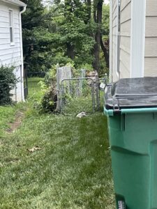 A deceased opossum found near a fence, requiring removal service from AAAC Wildlife Removal of Kansas City in Overland Park, KS.