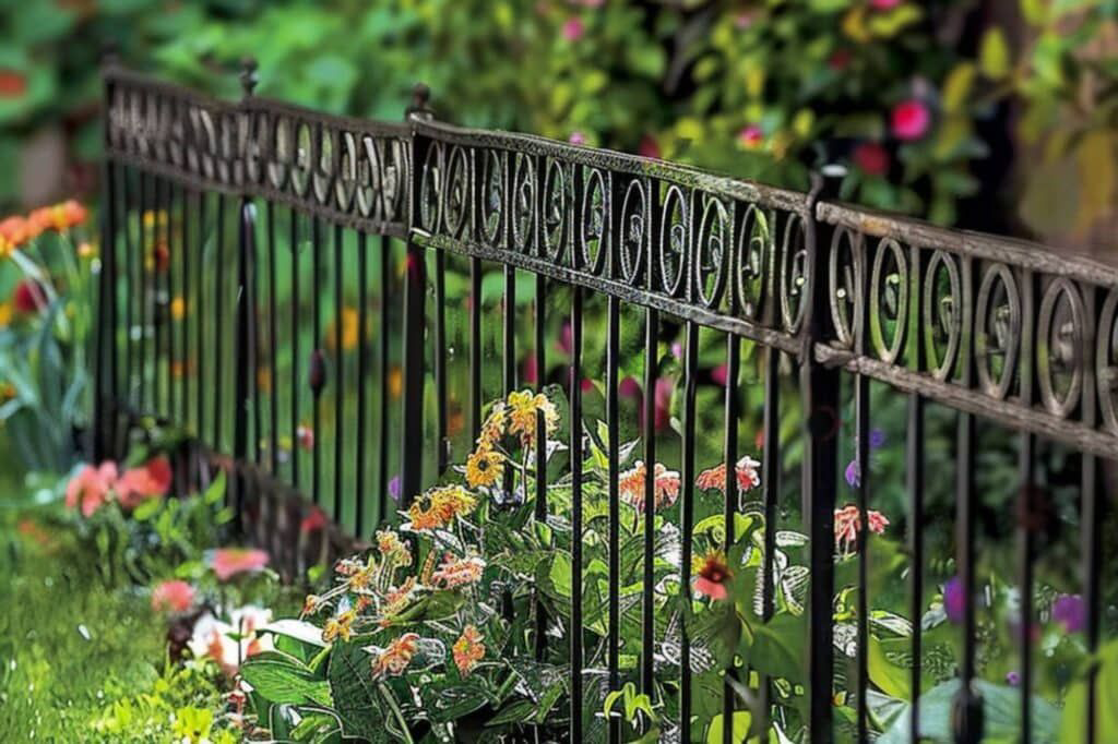An elegant decorative black metal fence installed by The Columbus Fencing Company in Columbus, GA.