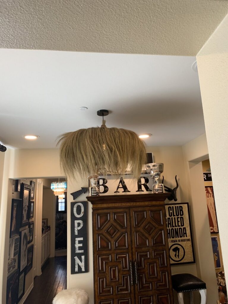 A unique decorative ceiling light fixture installed by Steve Cavenee Electric in Orange, CA.