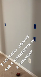 New dedicated circuits and electrical boxes installed for a basement kitchenette by SandD electric in Winchester, VA.