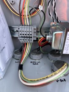 Detailed electrical wiring and terminal block connections installed by Sparrow Electric, LLC in Denver, CO.