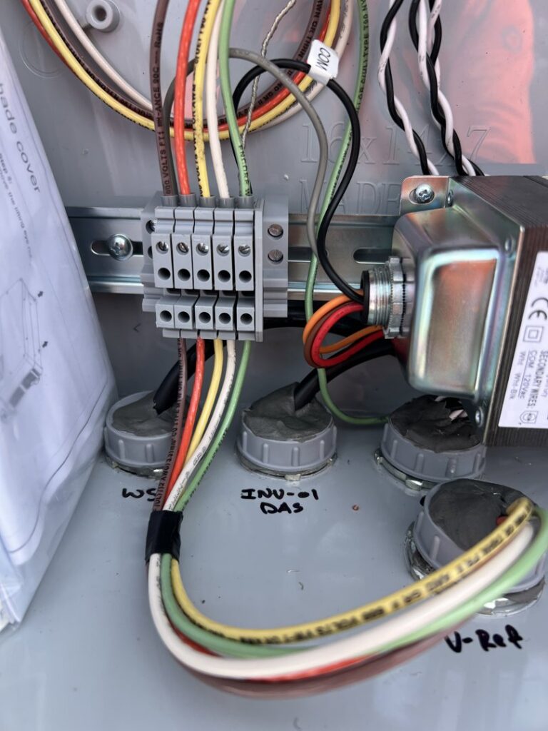 Detailed electrical wiring and terminal block connections installed by Sparrow Electric, LLC in Denver, CO.