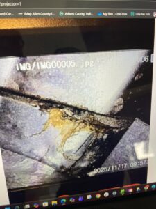 A diagnostic image on a computer screen showing a rusty heat exchanger, used by Coe Heating & Air Conditioning in Fort Wayne, IN.