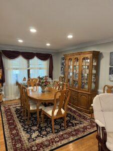 Dining room with new recessed lighting installed by Power'd Up Electric, LLC in Clinton, TN.