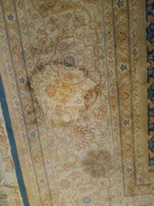 A close-up view of a dirty area rug, ready for professional cleaning by Carpets Dirty in Phoenix, AZ