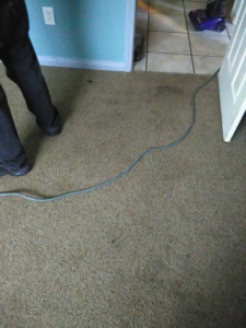 Dirty carpet in a residential home before cleaning by Residential Carpet Cleaning in Bakersfield, CA.